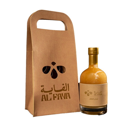 Al Faya Organic Honey - 1x Ghaf 250g + Light Brown Leather Bag