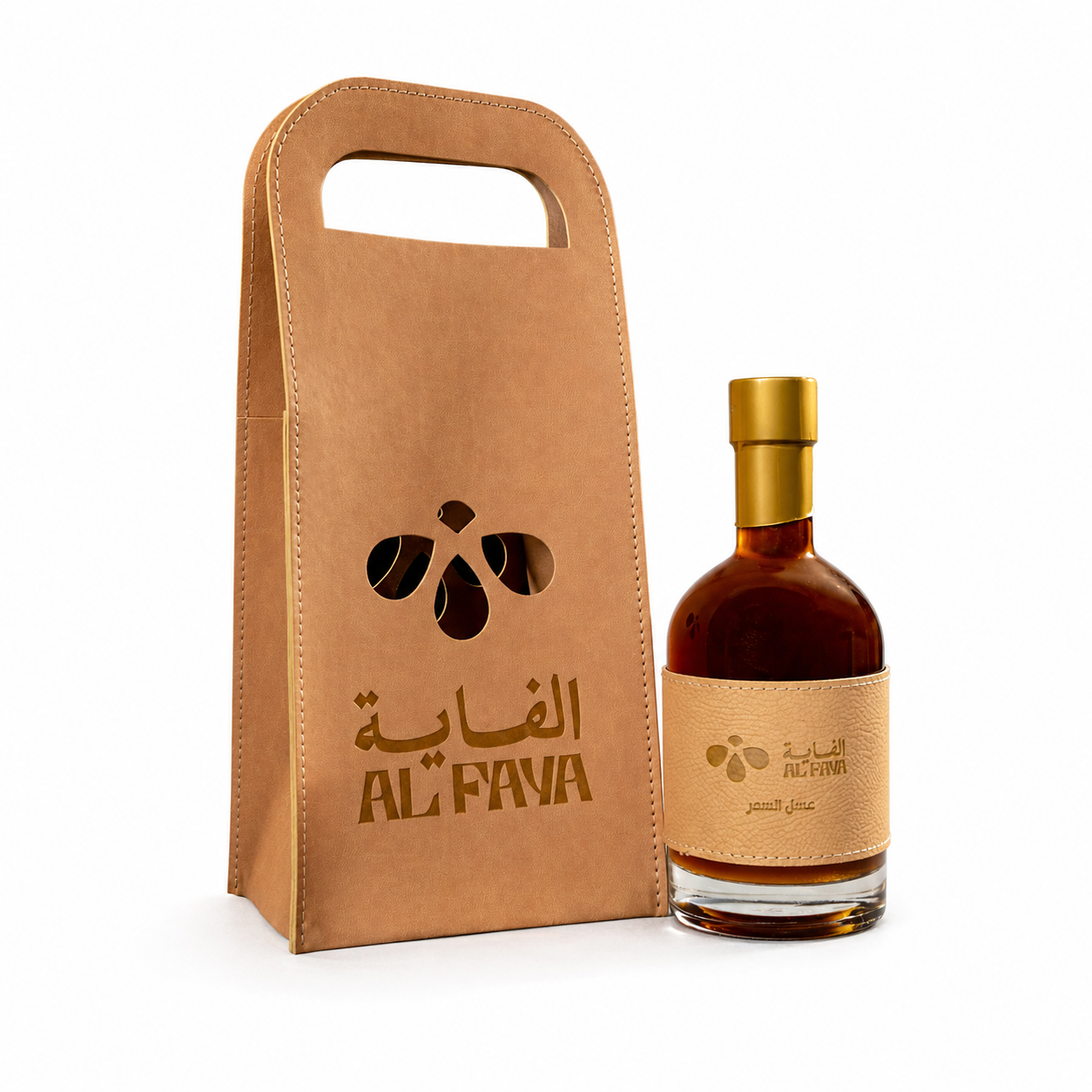 Al Faya Organic Honey - 1x Sedar 500g + Light Brown Leather Bag